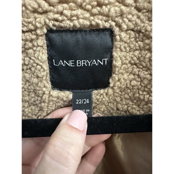 Lane Bryant Faux Fur Teddy Coat Tan Size 22/24 Business Office Casual - Picture 4 of 9